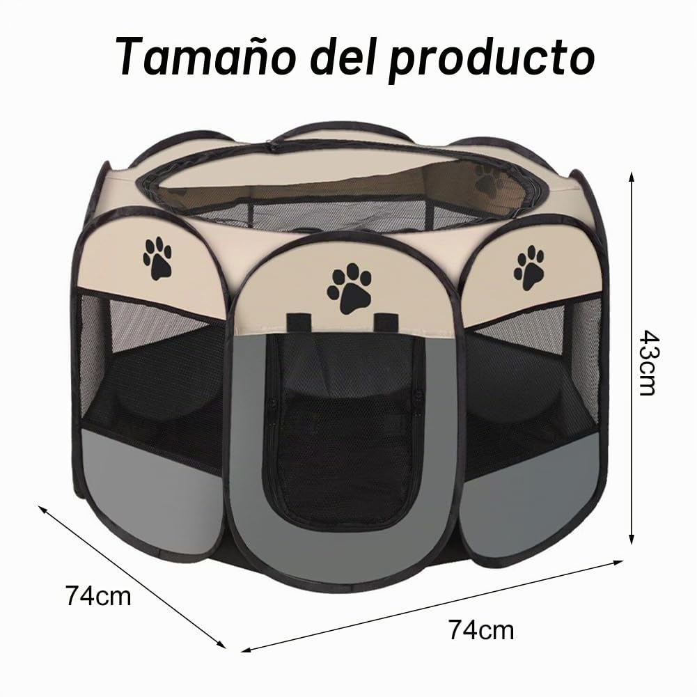 Parque Plegable para Perros,Portátil Parque para Perros,Corralito para Perros,Impermeable Parque de Juego de Tela Oxford,para Interior y Exterior,para Cachorros,Gatos,Perros,Conejos,74x74x43cm