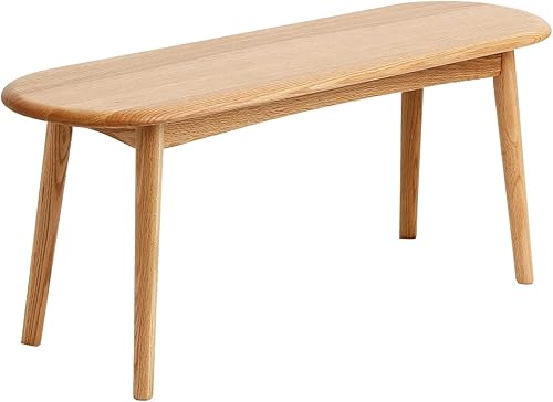 Banco de madera de roble 100% certificado FAS, banco de entrada de esquina redondeada, banco de comedor moderno para entrada, dormitorio, comedor,