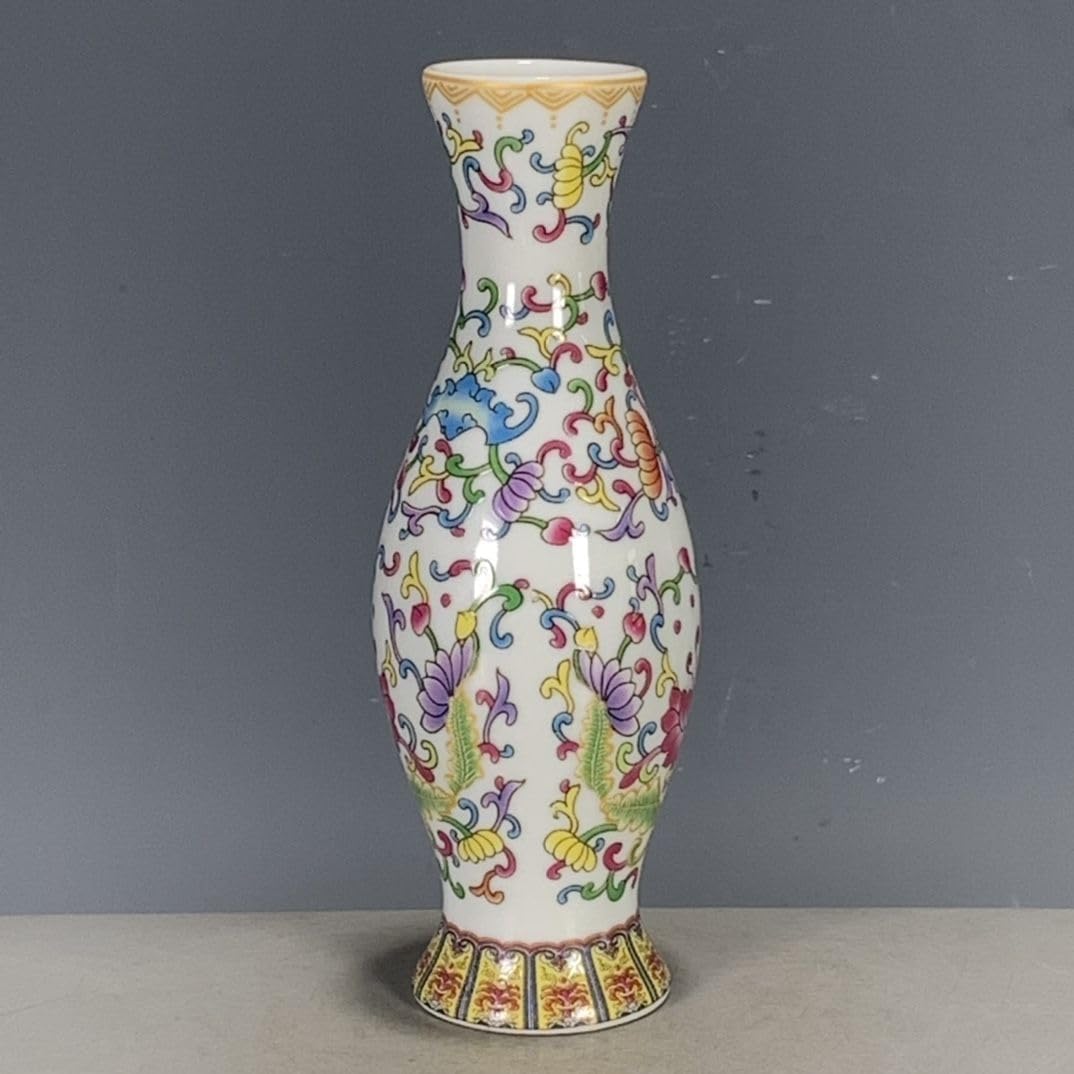Bzgpmfud One Color Vase Desktop Ceramic Porcelain Qing Dynasty Qianlong Year Single-Color Glaze Wrapped Flower Vase