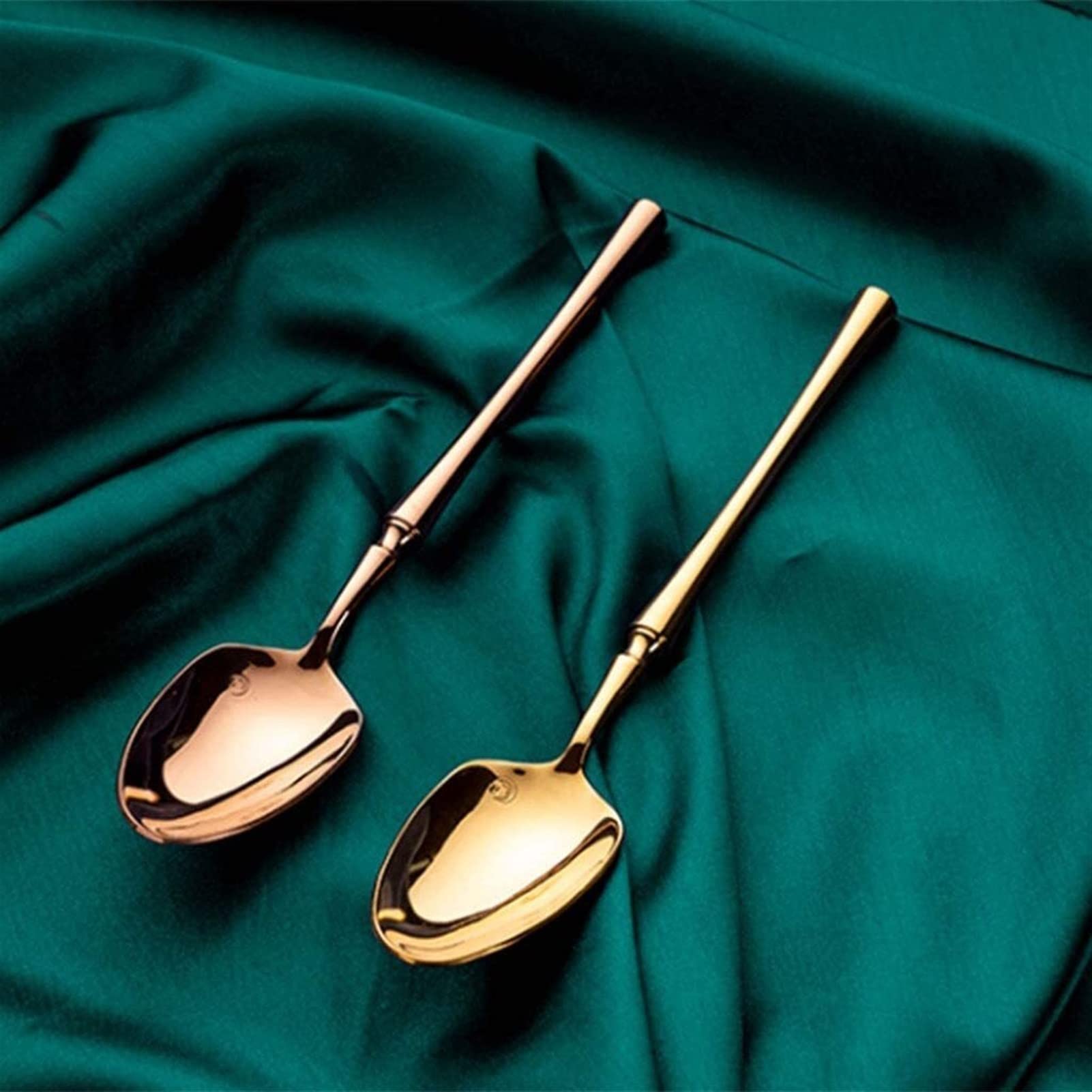 Löffel Restaurants Edelstahllöffel, Gold 4-teiliger Suppenlöffel Mit Langem Griff, Für Zuhause, Küche, Restaurant, Dessert, Kaffeelöffel, 7,67 Zoll Esslöffel Hause(B)
