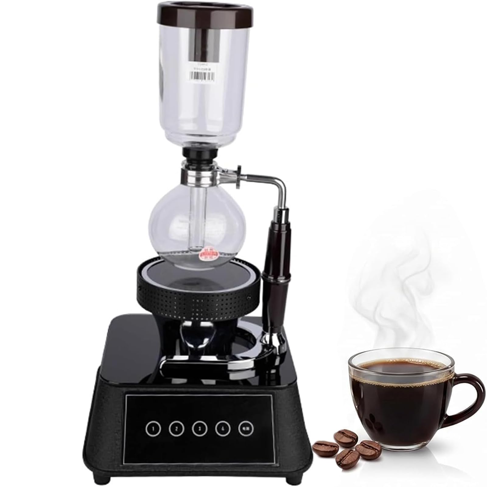 Ngary Professional Siphon Coffee Maker, With Halogen Lamp Heater & Anti-Scald Handle, 4-Level Temperature Adjustable, High Heat Efficiency And Fast Heat Transfer, For Rich Flavor Coffee