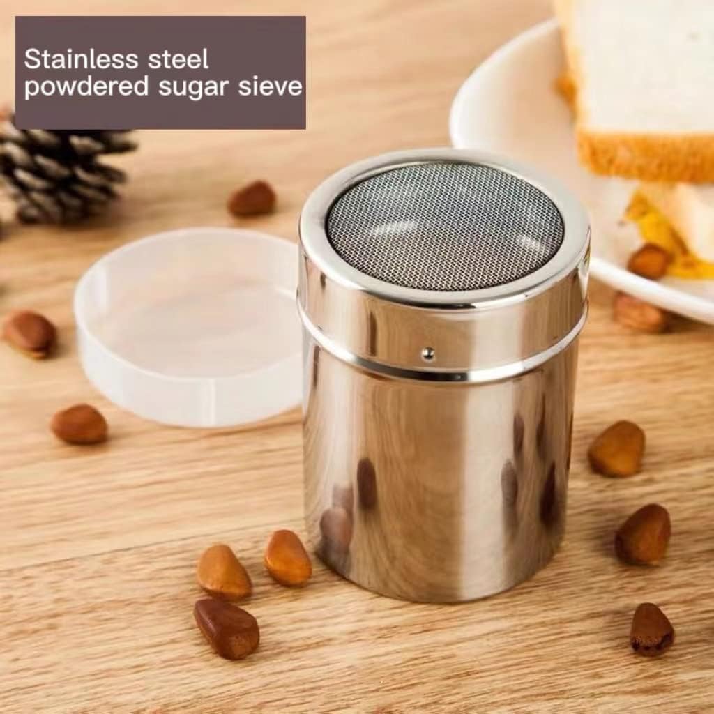 Saupoudreuse à Sucre Glace en Acier Inoxydable Shaker à Chocolat Tamiseur pour Cacao
