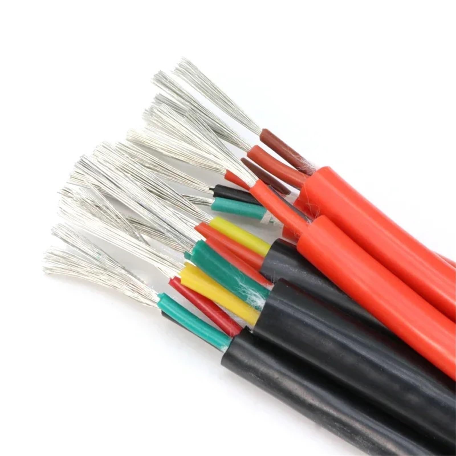 1/5m Flexible Silicone Rubber Cable Sq 0.3 .5 .75 1 2 .5mm x 4 6 Cores Insulated High Temperature Copper Wire(Black,15AWG 1.5MM X 5M_3 CORES)