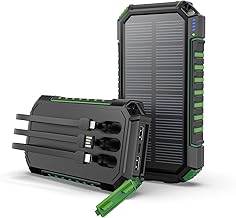 Solar Charger 27000mAh Power Bank – Hiluckey 15W Portable External Solar Battery USB C Fast Charging with 3 Cables and 3 Ports for Smartphones, Tablets and Outdoor Camping