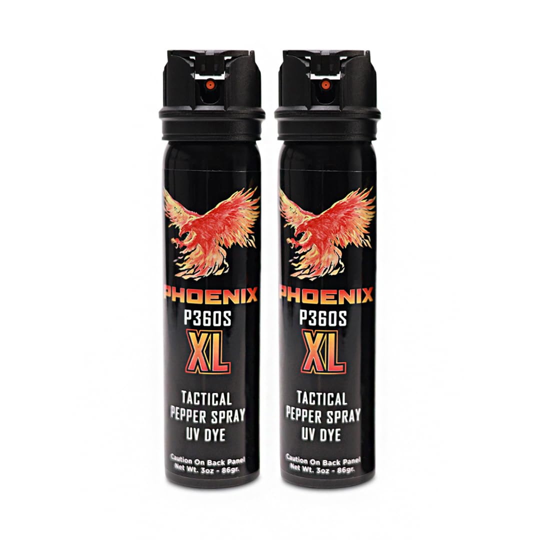 Phoenix P360S Pepper Gel XL - Maximum Strength Police & Military Grade Pepper Spray, Gel is Better, Sprays at Any Angle 18 feet, Flip-top Safety and Belt Clip Included – 2 Pack