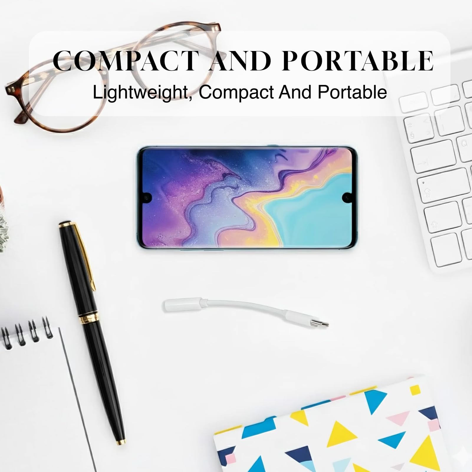 Adattatore USB C a jack AUX da 3,5 mm per OnePlus, Huawei, Samsung, Xiaomi, colore: bianco, plug and play, compatibile con molti dispositivi