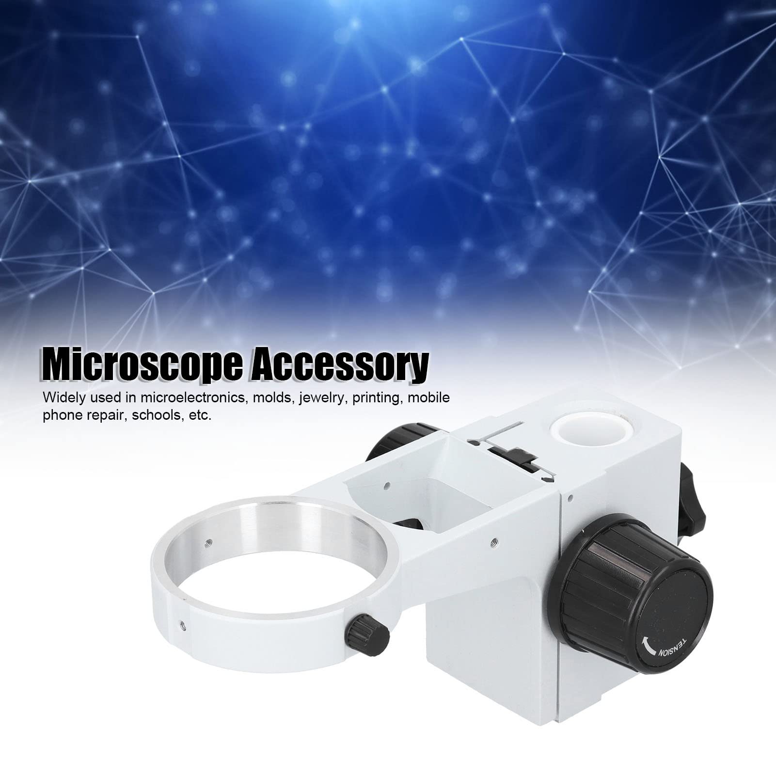 lyrlody Staffa di Messa a Fuoco per Microscopio Supporto di Messa a Fuoco per Microscopio in Lega di Alluminio con Anello da 76 Mm Rack Regolabile per Microscopi Stereo Binoculari Trinoculari