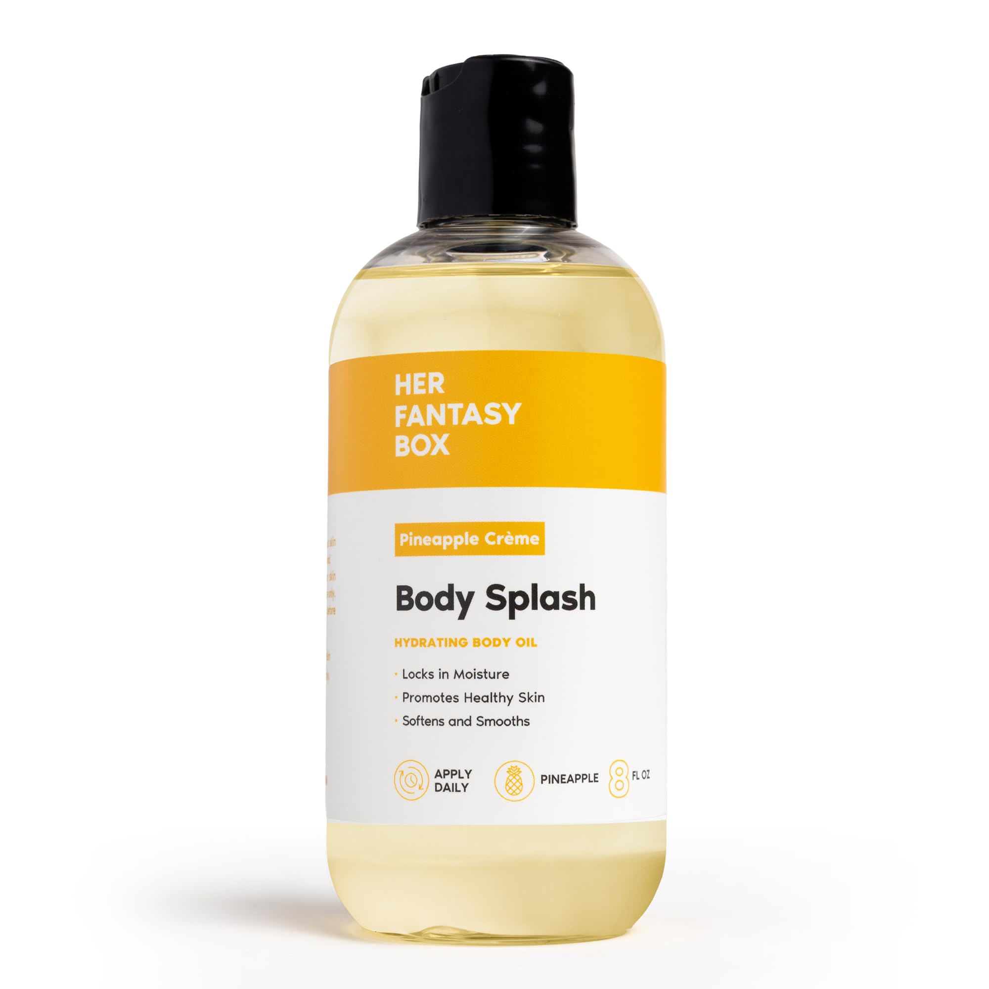 Her Fantasy Box | Body Splash Hydrating Body Oil (Pineapple Creme) - Moisturizing, Non-Greasy Formula for Soft, Smooth Skin - All-Natural, Lightweight & Nourishing