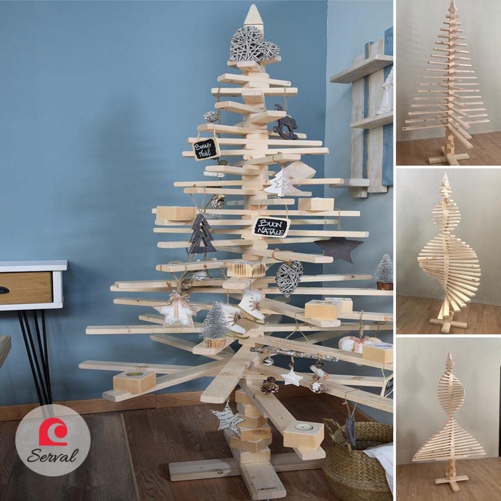 Árbol de Navidad de madera natural, 1,80 m de altura