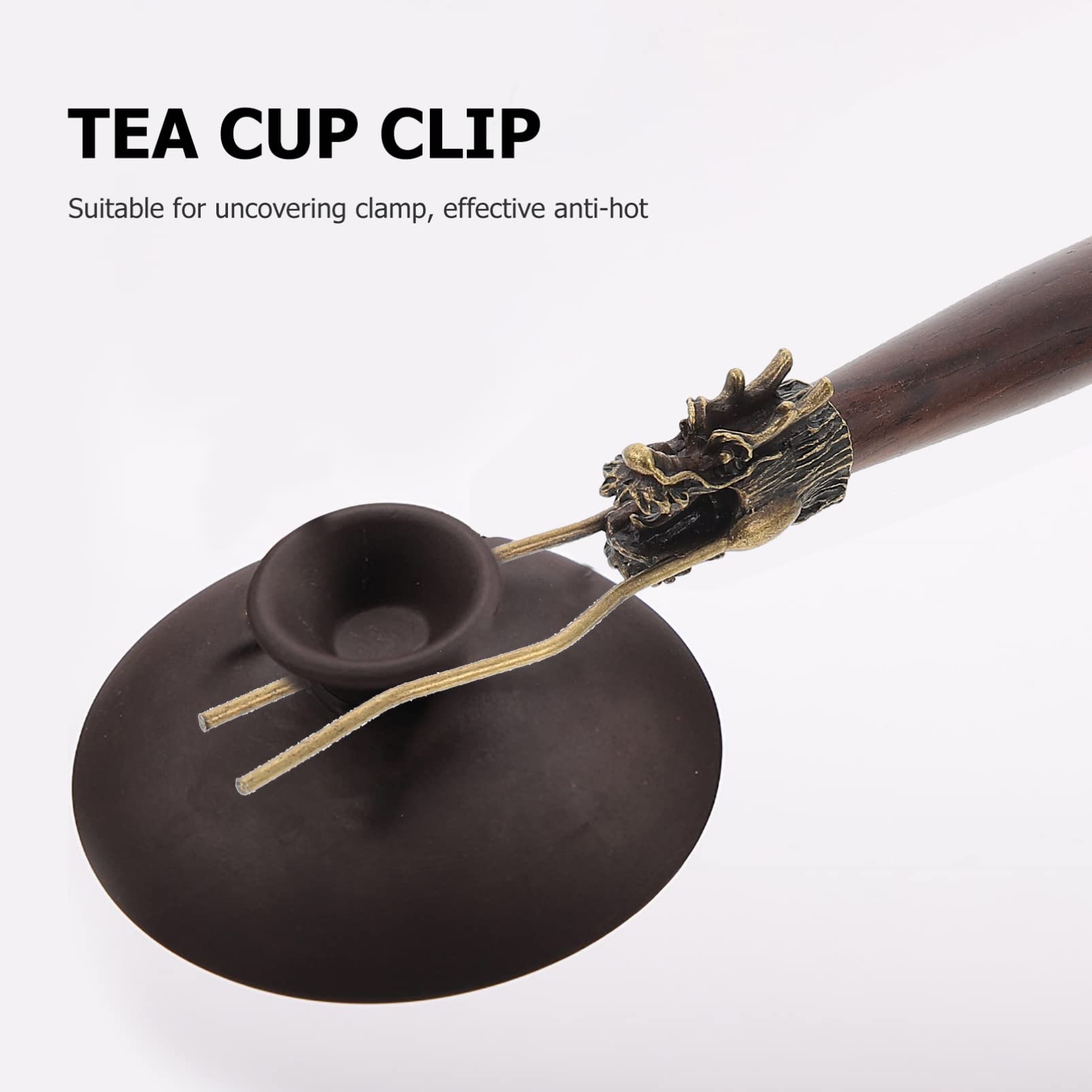 Wakauto Teapot Lid Clip Heat Insulation Tea Kettle Cover Fork with Wooden Handle Lid Holder for Japanese Kettle Tetsubin Kung Fu Hot Tea Pot