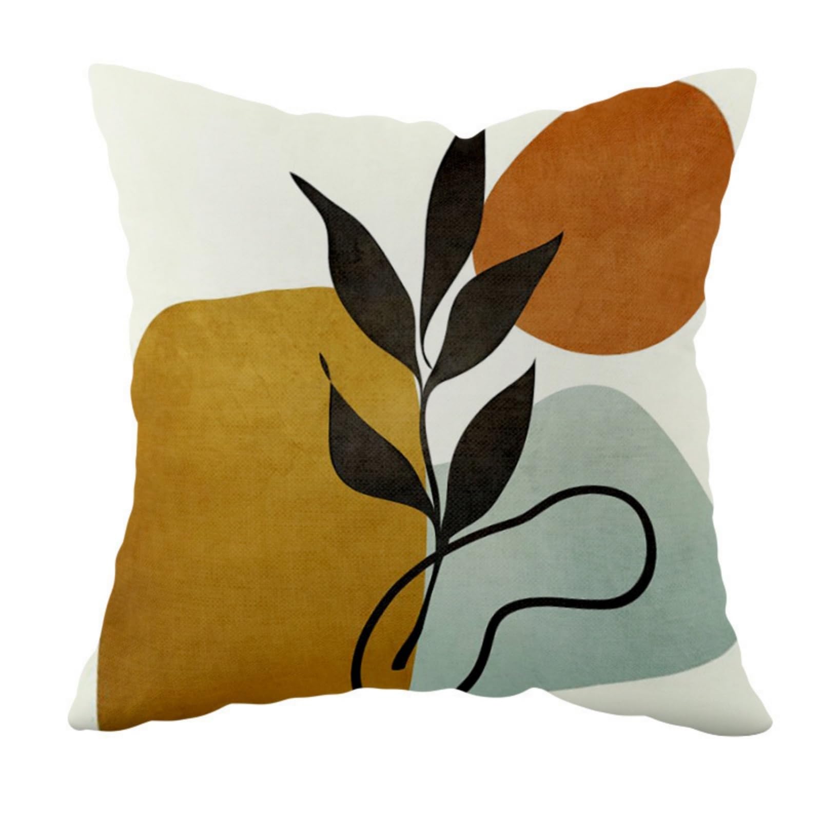 wxlmom Cushion Covers 40cm x 40cm Black Leaves Pillowcase Invisible Zipper