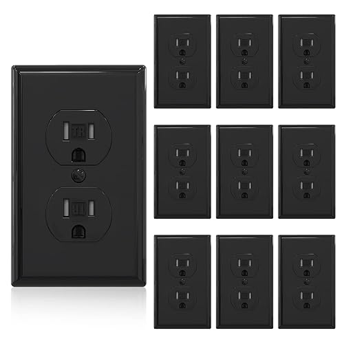 Miniatura 1 de ELEGRP Receptáculo dúplex resistente a manipulaciones, toma de pared dúplex eléctrica estándar de 15 A 125 V, 2 polos y 3 cables, 5-15R,