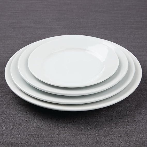 Olympia Hotelware Plates with Wide Rim - White Porcelain - 203 mm - 12 pcs