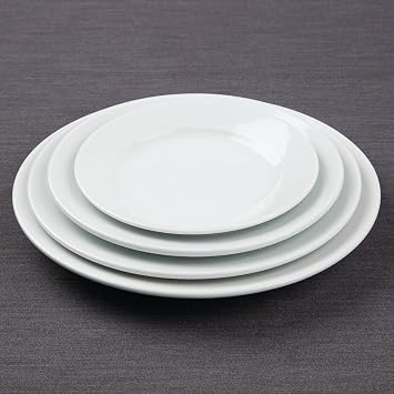 Olympia Hotelware Plates with Wide Rim - White Porcelain - 203 mm - 12 pcs