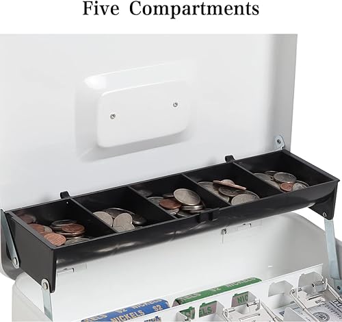 Miniatura 10 de Caja de dinero grande con bandeja de dinero, con cerradura de llave, mediana, 7 45 x 6 45 x 3 35 pulgadas, color negro