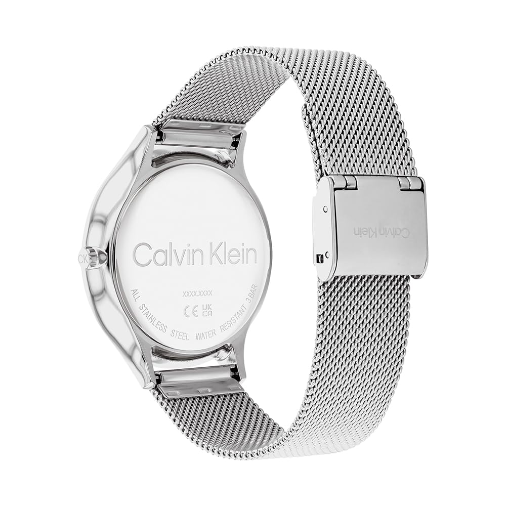 Calvin Klein Orologio Analogico al Quarzo per Donna Collezione Timeless Mesh 38mm con Bracciale in Acciaio Inossidabile a Maglia o in Pelle
