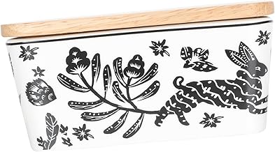 CIYODO Coelho Preto Caixa De Manteiga Creamcheese Decoração Amadeirada Recipiente Para Bolo Suporte Para Bastão De Manteiga Pratos De Nozes De Porcelana Recipiente Para Manteiga