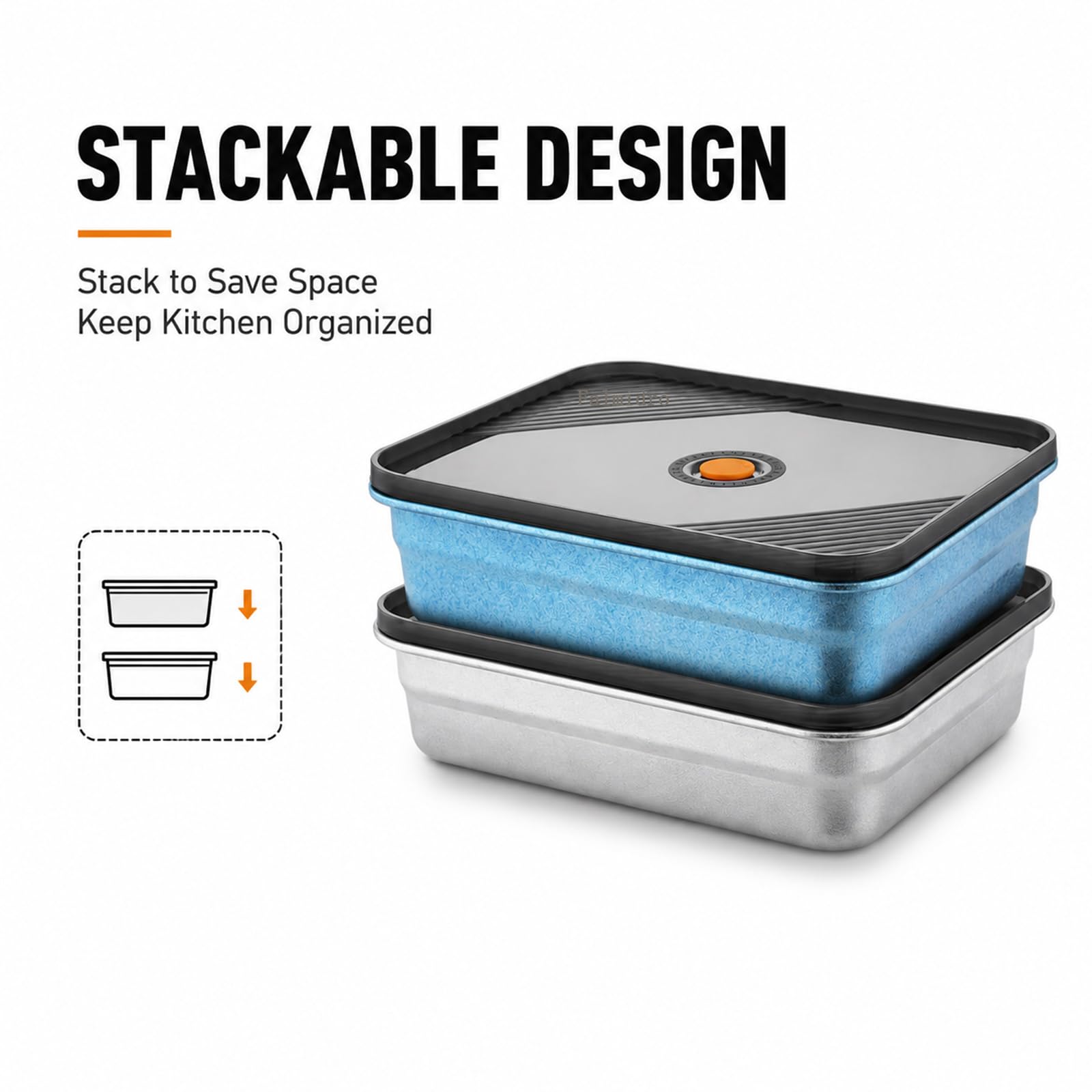 [Paquet de 2] récipients de préparation de repas en titane, boîte de stockage des aliments avec couvercles,Style b
