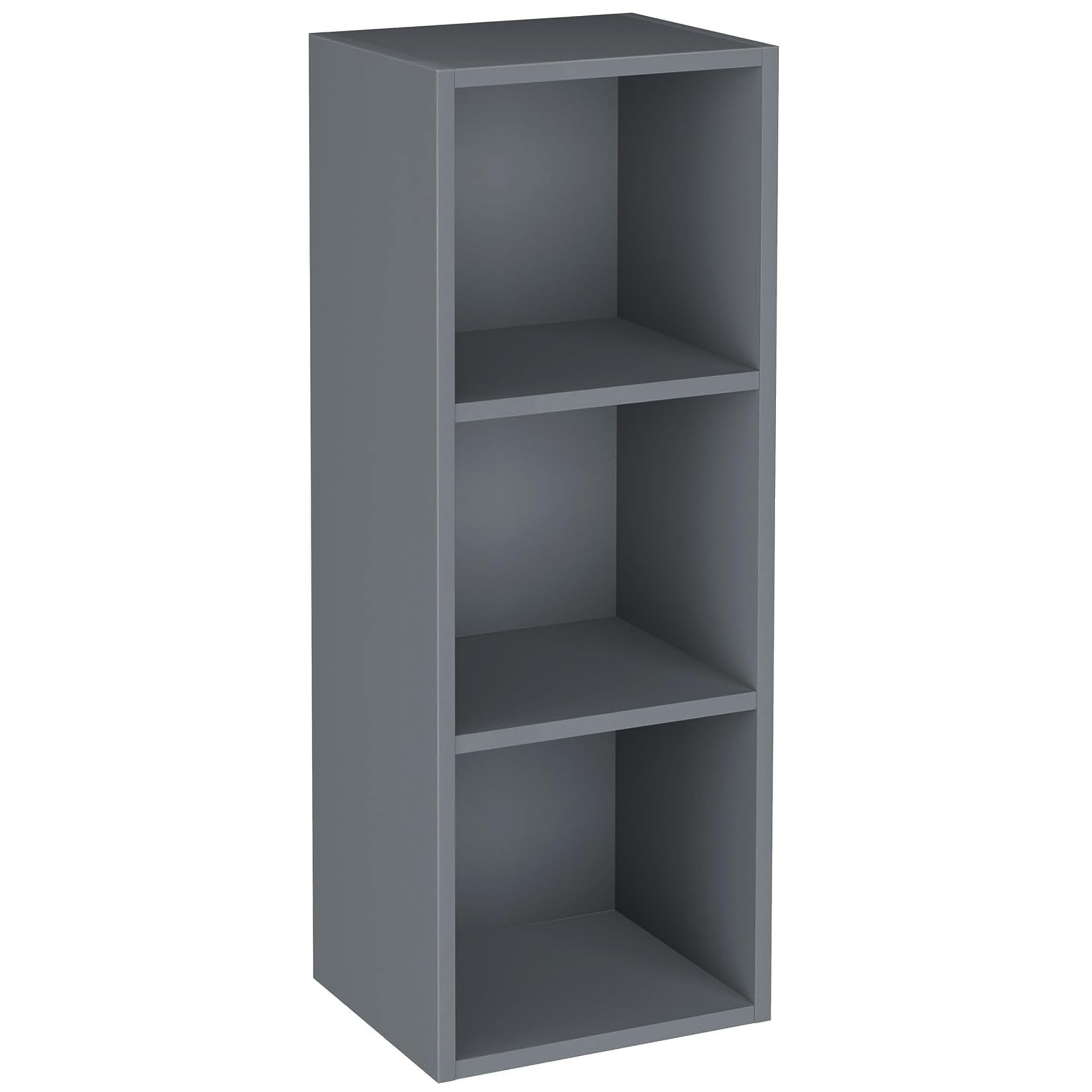 Blisswood Wooden Bookcase, 3 tier Bookshelf Storage Shelves, Cube Storage unit, Narrow shelving unit for Home, living room display shelves, bedroom and office furniture (Grey) โ image 1