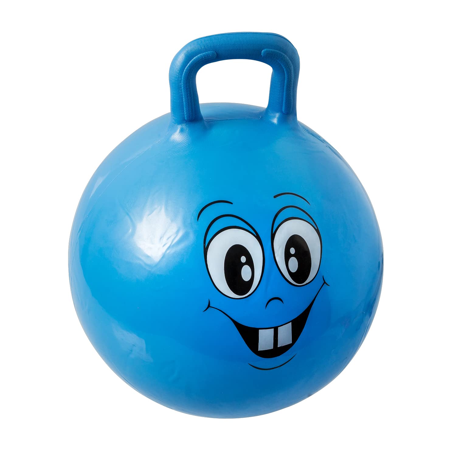 Idena 40094 Happy Face - Pallone per Saltare in Blu, Diametro ca. 45-50 cm, Portata Fino a 50 kg, Perfetto per Estate, Parco o Asilo