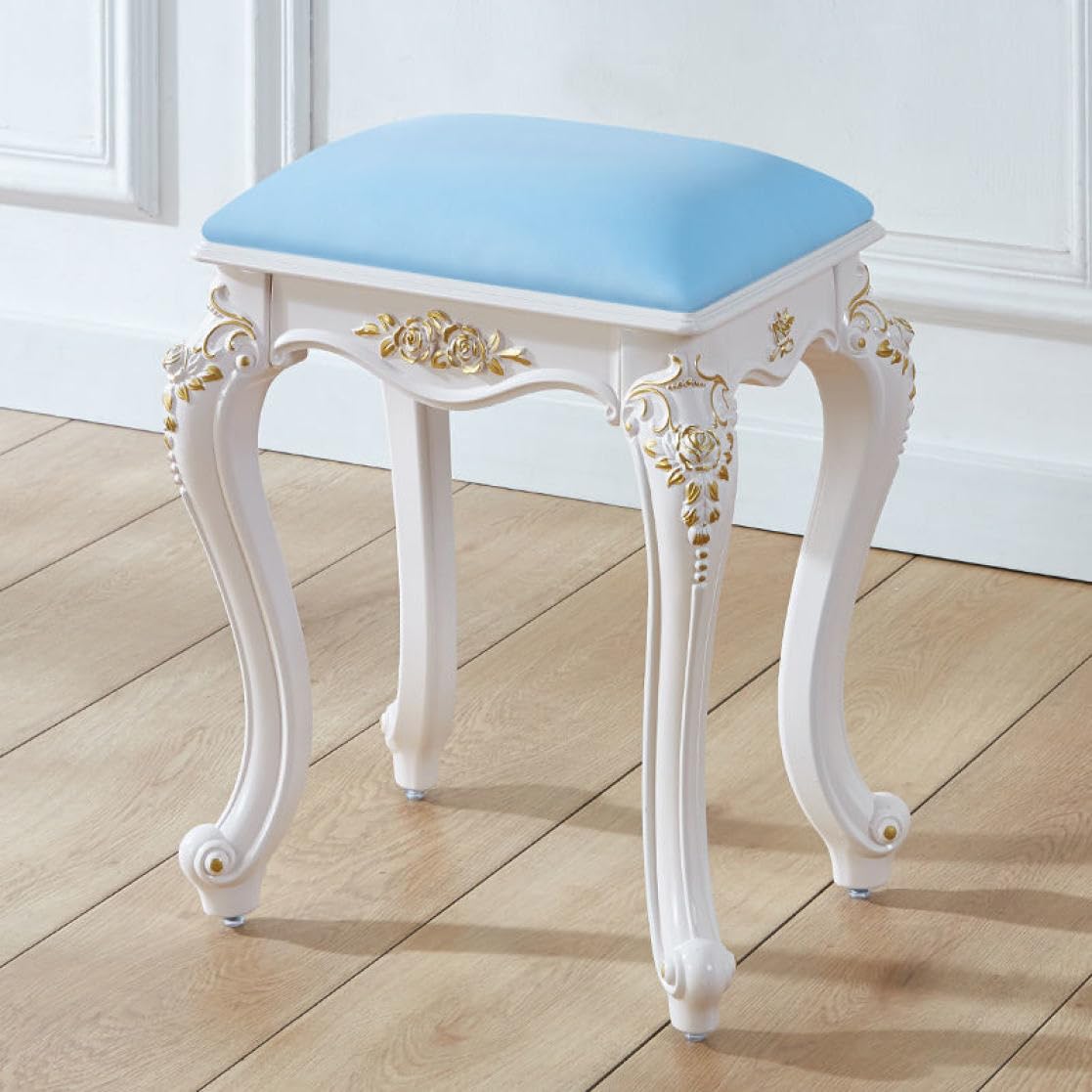 猫脚ホワイトスツールドレッサー用椅子スツール高さ45cm 姫系かわいい