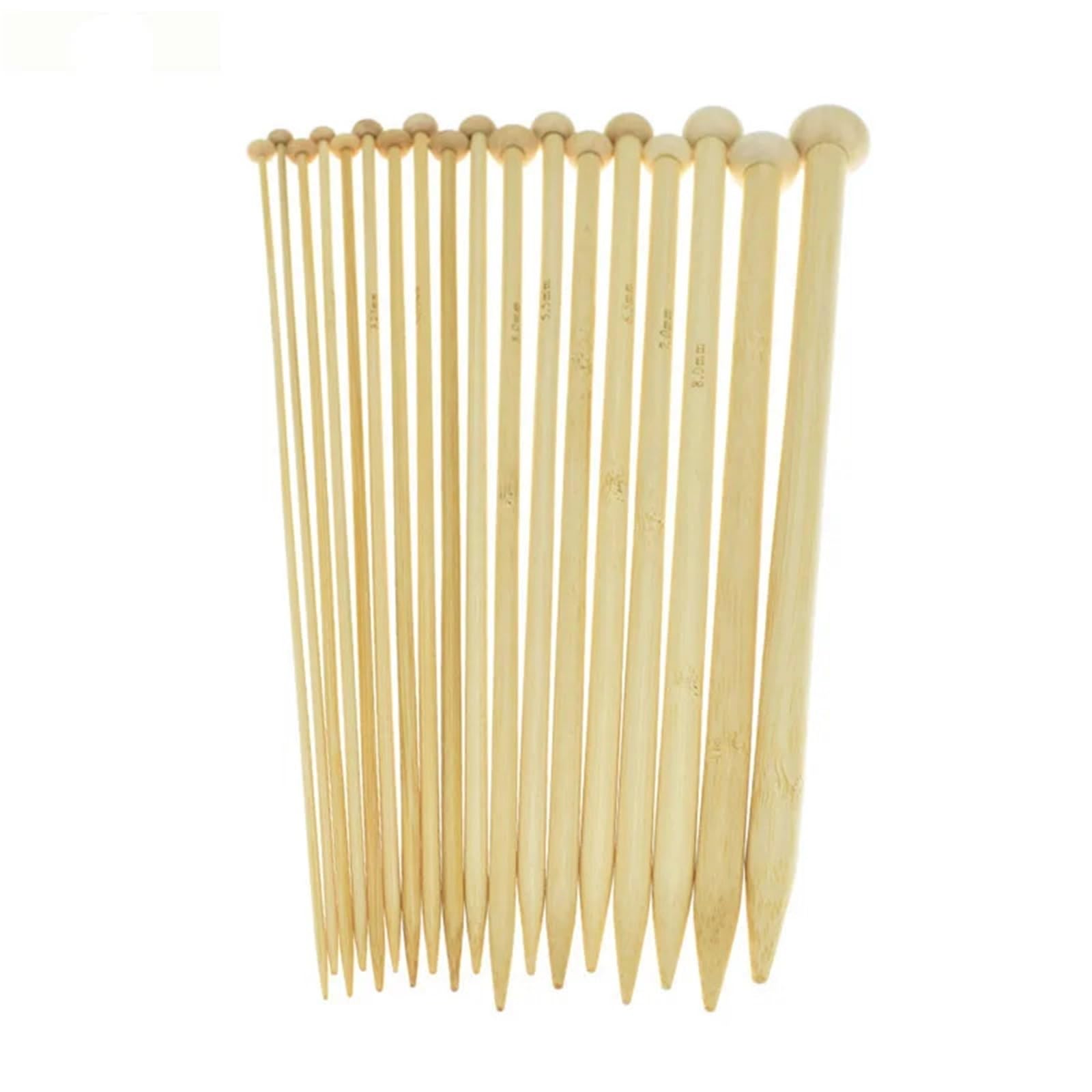 Knitting Needles 36PCS Sweater Needle Single Pointed Bamboo Knitting Needles(Knitting Needles-B)