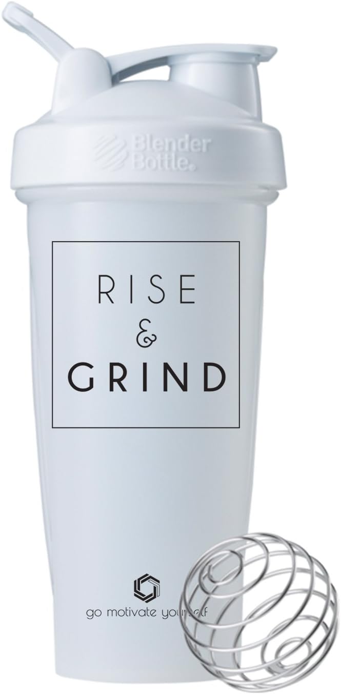 Rise & Grind on BlenderBottle brand Classic shaker cup