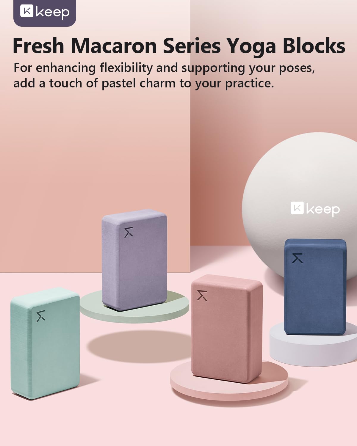 KEEP Yoga-Block, hochdichter EVA-Schaum, 2 Stück, Yoga-Block mit rutschfester strukturierter Oberfläche, stützend, leicht, ideal für Yoga