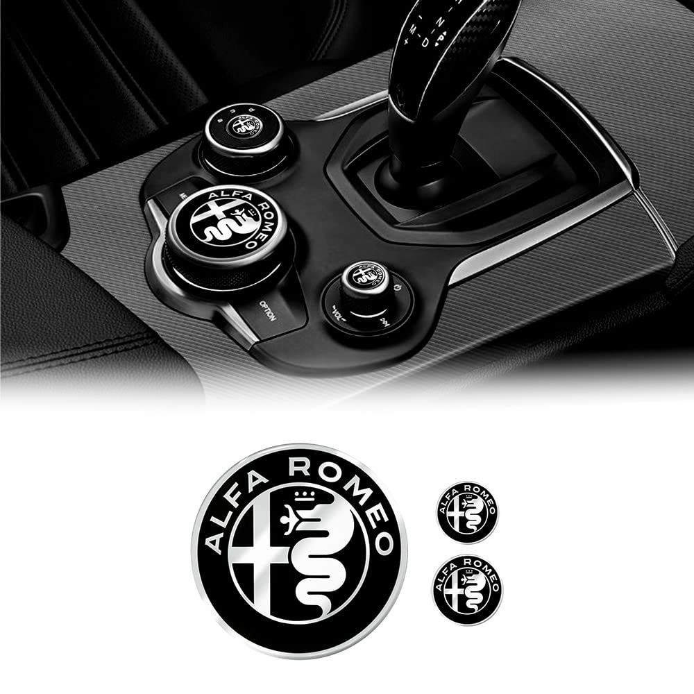 TUGOKU 4R Quattroerre.it Kit Adesivo Alfa Romeo 3 Loghi per Interno Giulia Stelvio