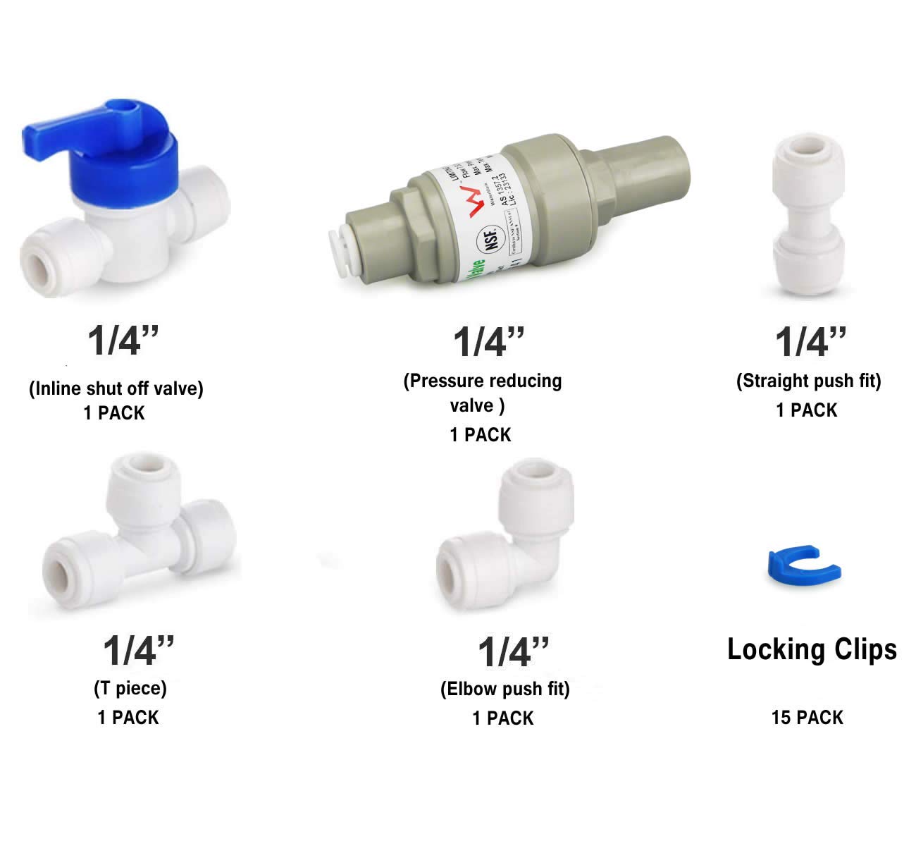 smardy ZO006 Set di Collegamento Universale 15m Tubo dell'Acqua 1/4"(6,35mm) Kit di Installazione con Regolatore di Pressione per Frigorifero Macchina del Ghiaccio