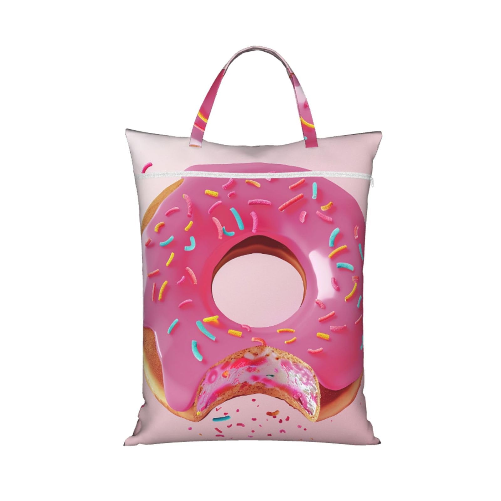 Large Travel Laundry Bags,Donut Print with Handle Foldable Laundry Bag for Holidays Gym Swimming and Family Trips, 1Pcs