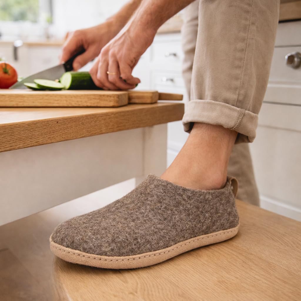 Woolly's Felt Indoor Shoes with Leather Sole| Premium New Zealand Wool | Handcrafted with Italian Design | Soft, Breathable & Odour Free