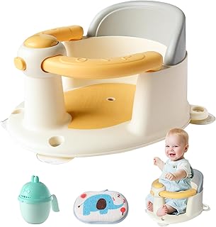 Badewannensitz Baby ab 6 Monate Rutschfester Baby Badewannensitz mit 4 starken Saugnäpfen ergonomischer Badesitz für Dusche oder Badewanne(Gelb)