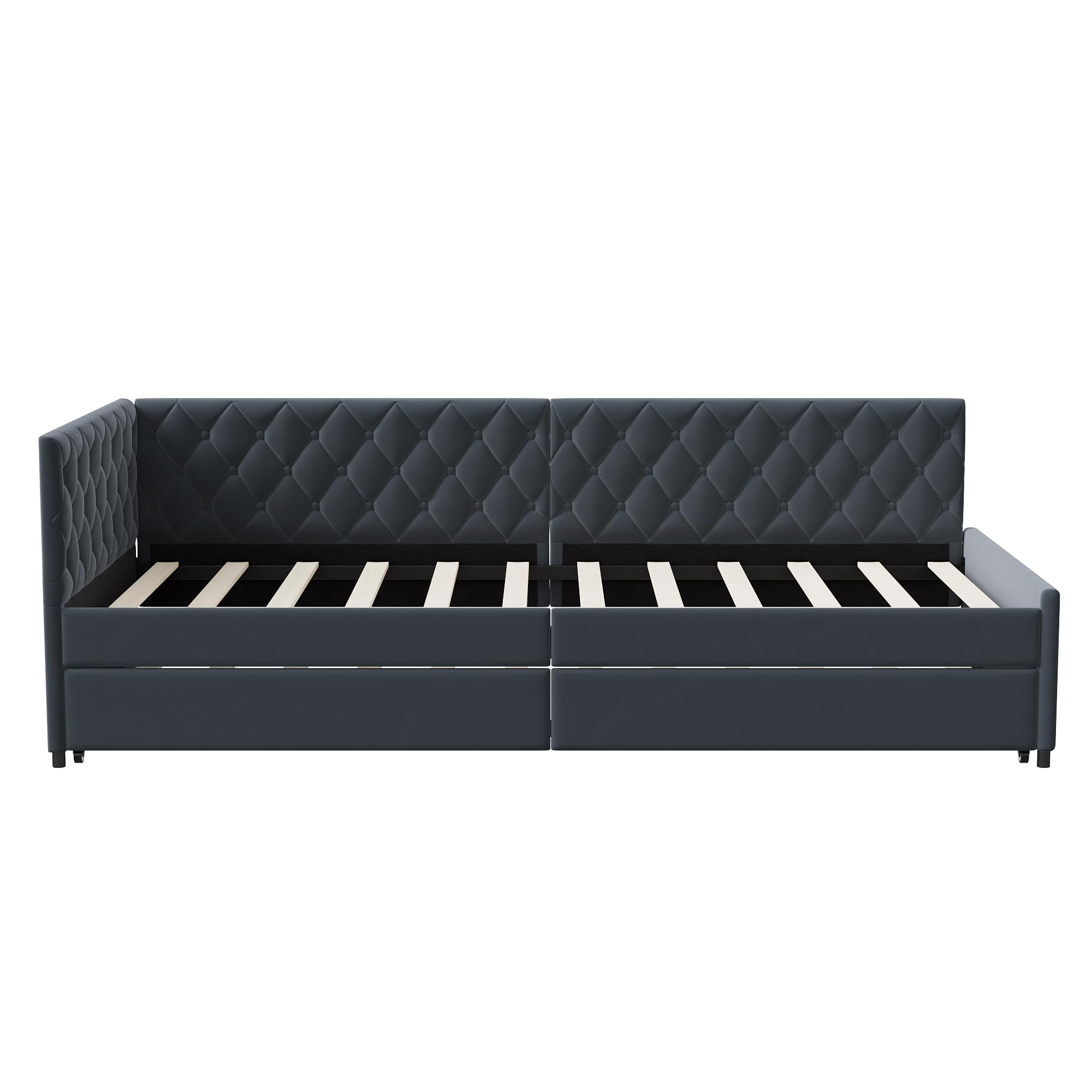 BestAlice Divano Letto imbottito 90 x 200 cm, letto estraibile con rete a doghe e divano letto allungabile velluto, letti singoli imbottiti, letti singoli per il giorno degli ospiti, nessun materasso