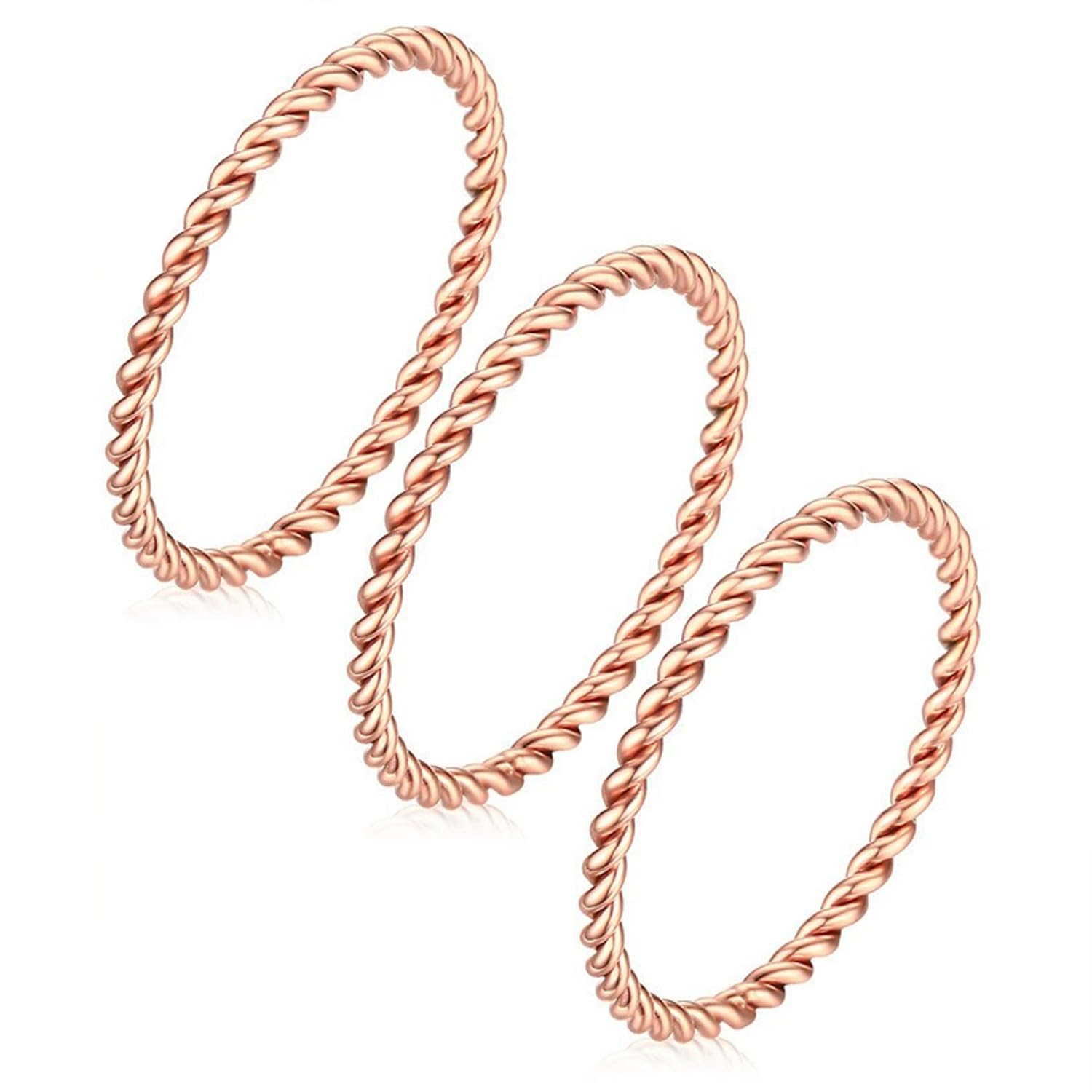 Solid Pure Copper Twisted Tensor Rings Jewelry for Men & Women - Adjustable Handmade Energy Twist Ring, Spiritual Healing Fashion Gift for Birthdays Anniversary (3Pcs-B,6)