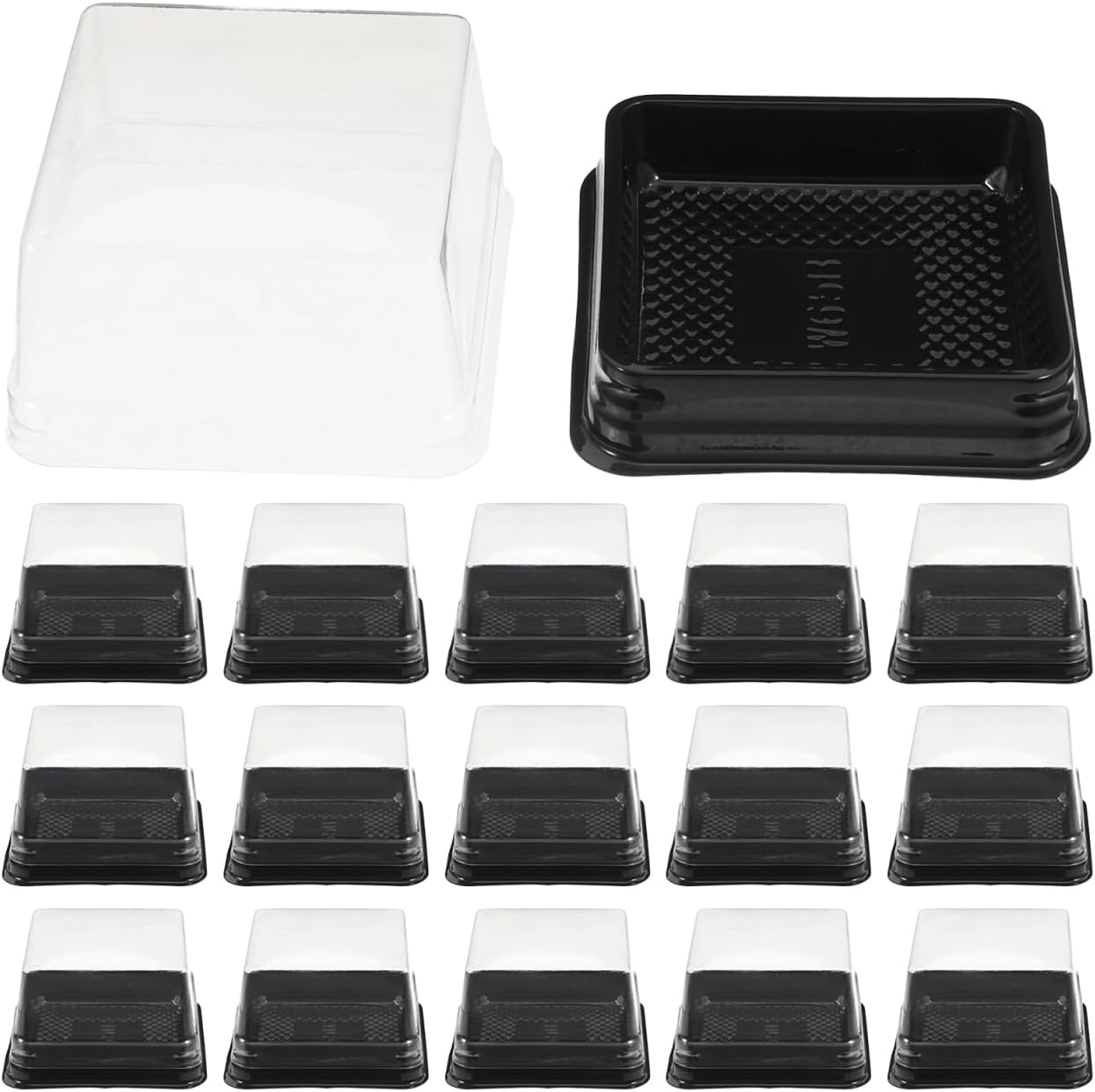 DOITOOL 100Pack Plastic Single Individual Cupcake Muffin Dome Holders, Moon Cake Box Stand, Mooncake Packaging Box with Covers, Cookies Muffins Dome Box Transparent Dessert Boxes- Black ( 5. 7x5.