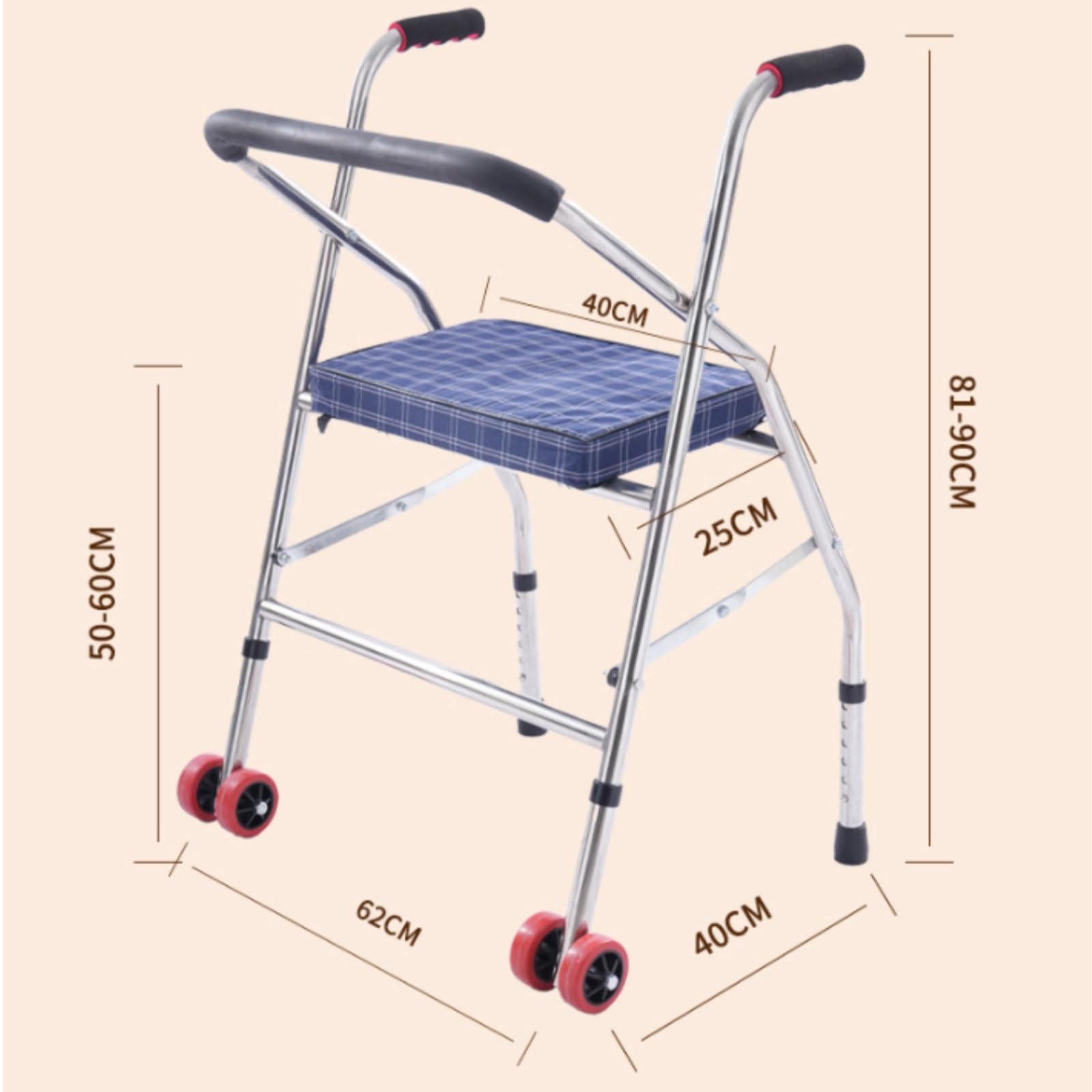 Andador Andador plegable con ruedas Andador con ruedas delanteras Andadores ligeros con asiento for adultos mayores