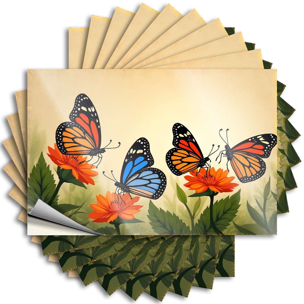 Sticker - Cheap Cover Butterflies On Orange Flowers. for Quick Housewarming Gift(6X9CM)