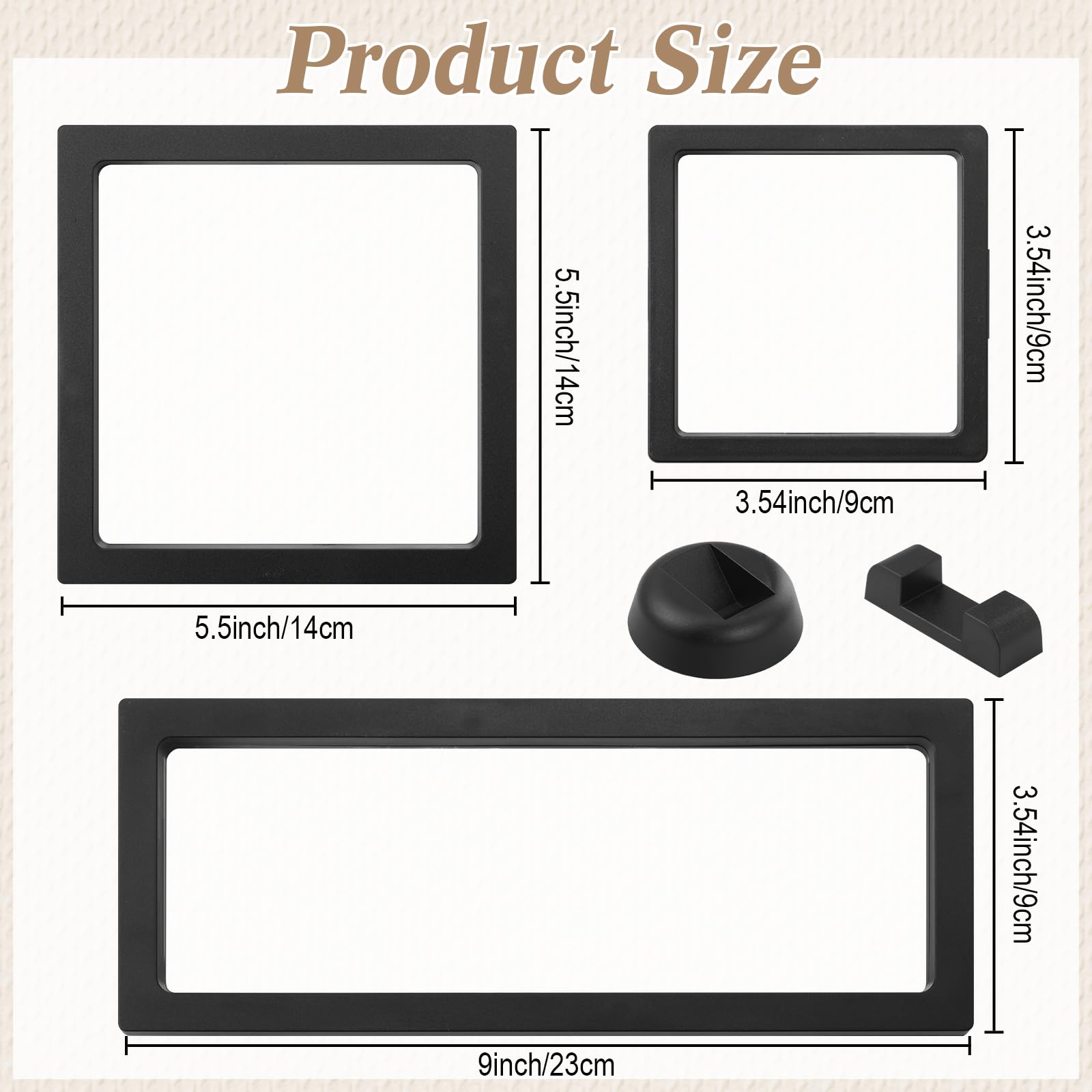 Harloon 12 Pcs 3D Floating Display Case Coins Floating Display Stand Transparent PE Jewelry Storage Box Suspension Frame for Challenge AA Medallions Specimens Chip (Multiple Sizes)