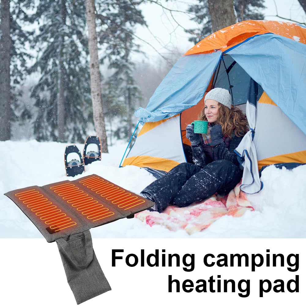 Beheiztes Sitzkissen, 44x40cm Faltbares USB-Heizsitzkissen mit 3 Einstellbare Temperatur, Tragbares Heizkissen für Stadioncamping, Outdoor Bleicher, Camping, Wandern (Enthält Keine Powerbank)