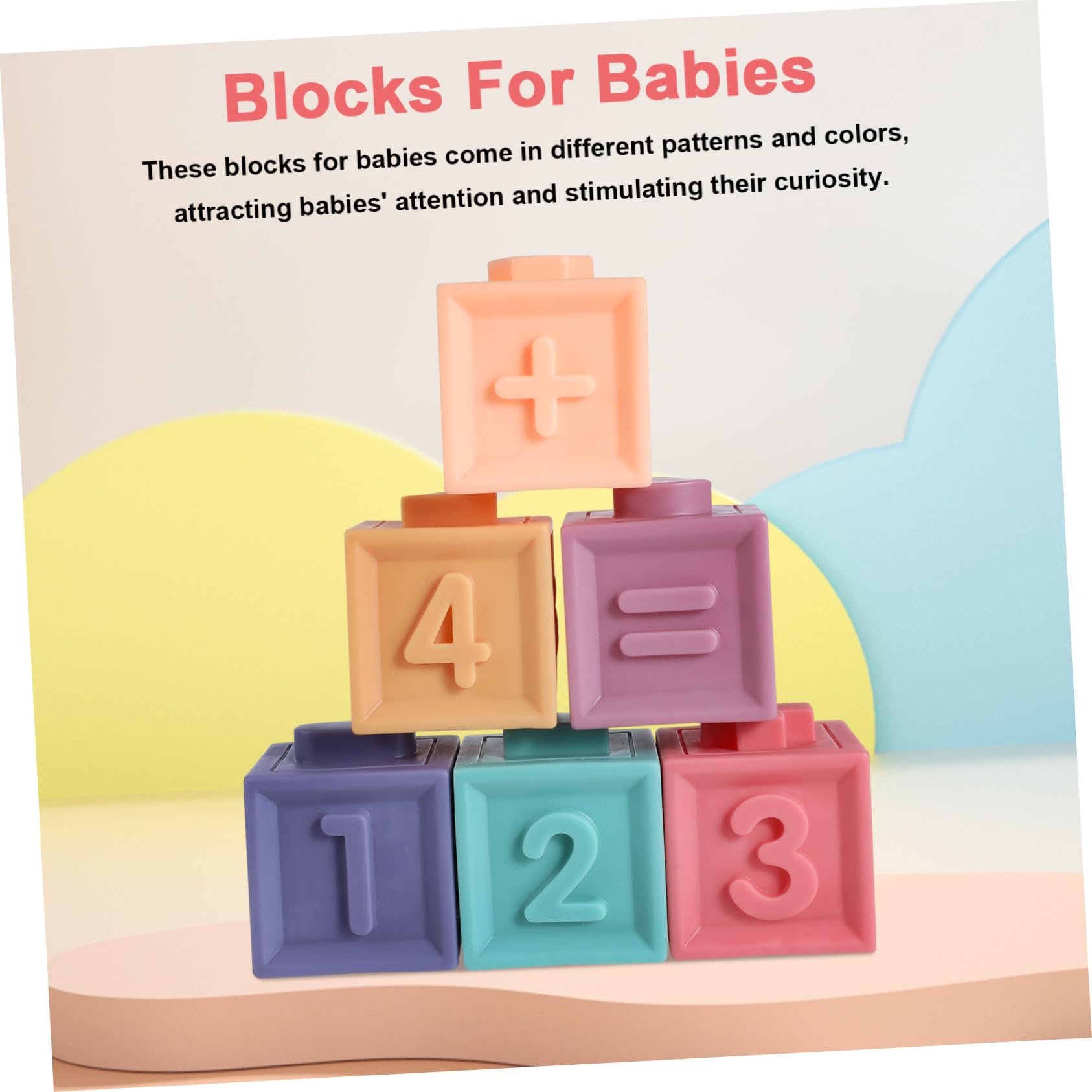FRCOLOR 12 Piezas Juguetes de Bloques de Construcción Blandos para Bebés Bloques de Goma Suaves para Shower Incluye y Números Bolsa para Almacenamiento
