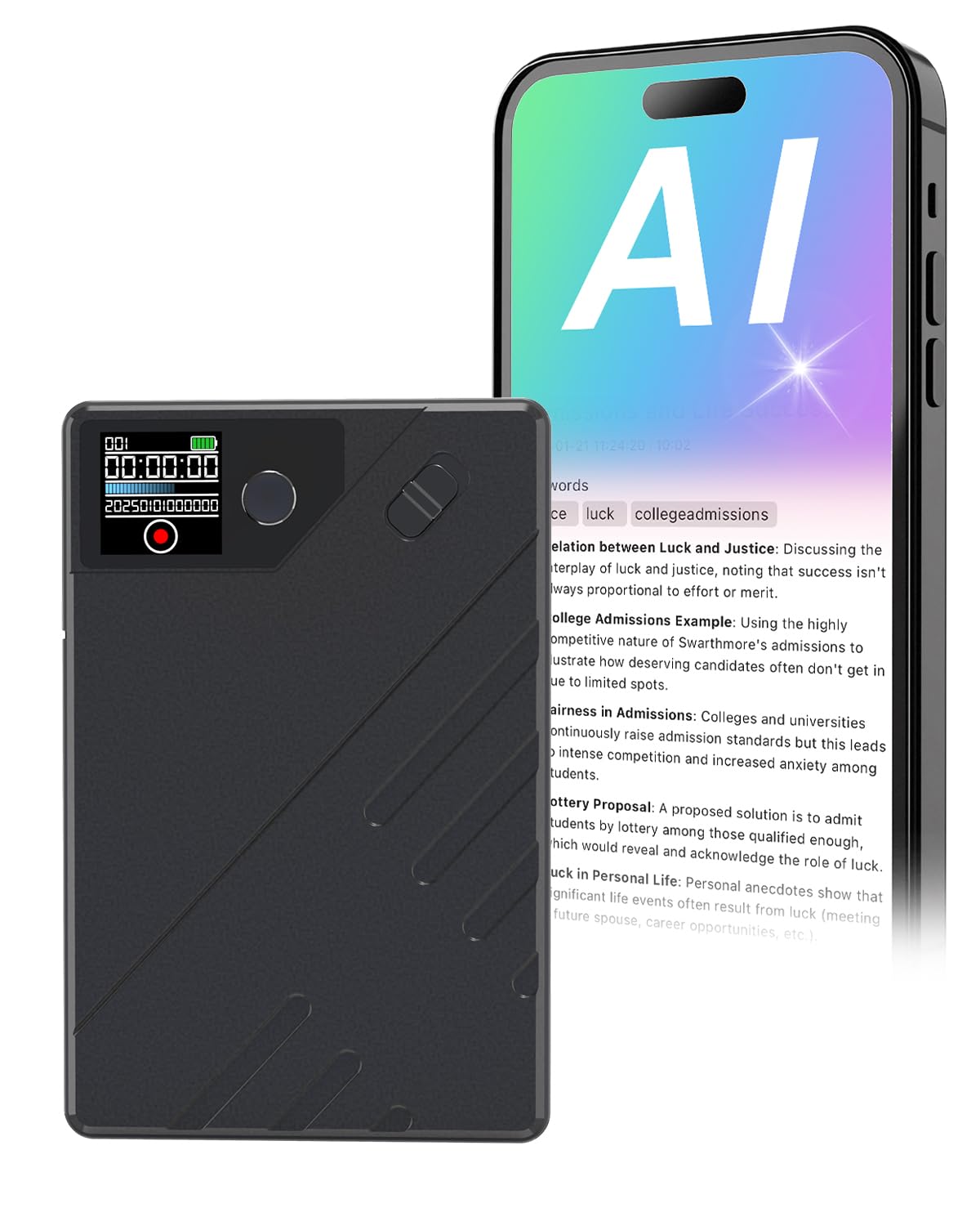 KI Digitales Diktiergerät, 64 GB Aufnahmegerät Unterstützt 112 Sprachen Transkribieren und Speicher, Audio-Recorder für Vorträge, Meetings, Anrufefür Besprechungen,