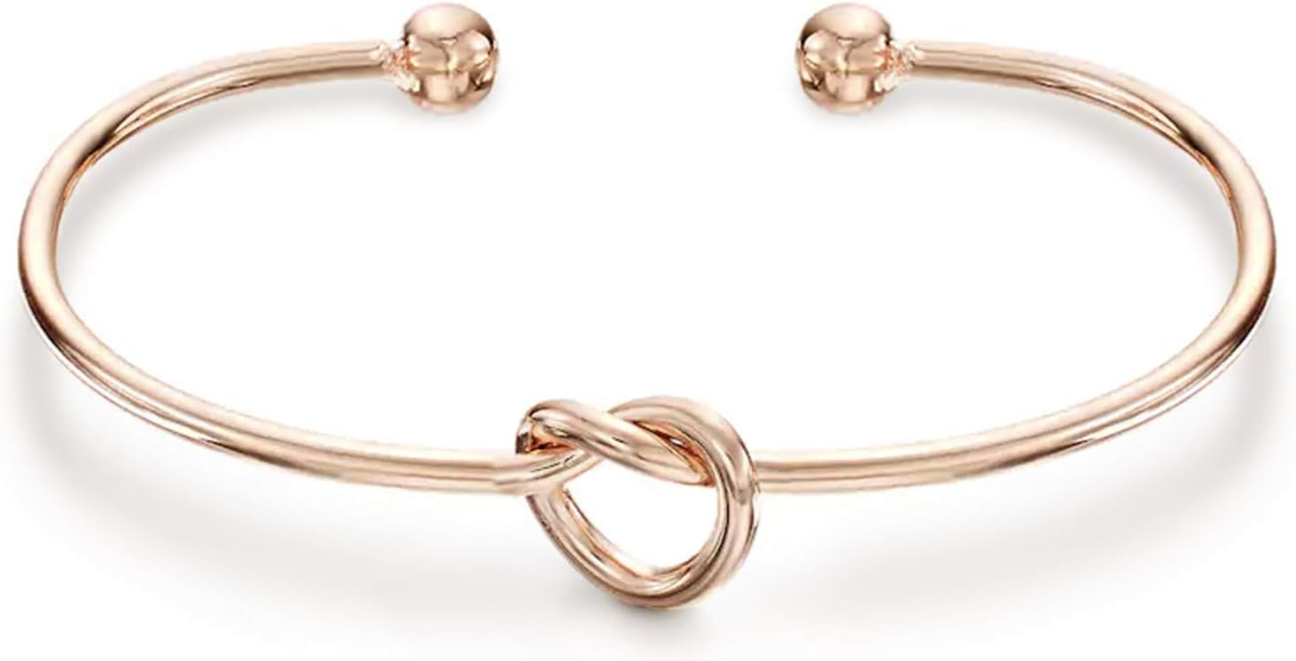 14K Gold Plated Forever Love Knot Infinity Bangle Bracelets for Women | Gold Bangle Bracelet for Women