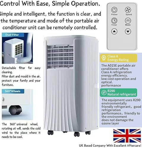 Rexhan Portable Air Conditioner, 9000 BTU Multifunctional Air Conditioning Unit, AC Unit, 4 in 1 Air Cooler, Air Purifier, Fan, Dehumdifier, 24h Timer, Remote Control, Window Kit, Class A Rating - Image 8