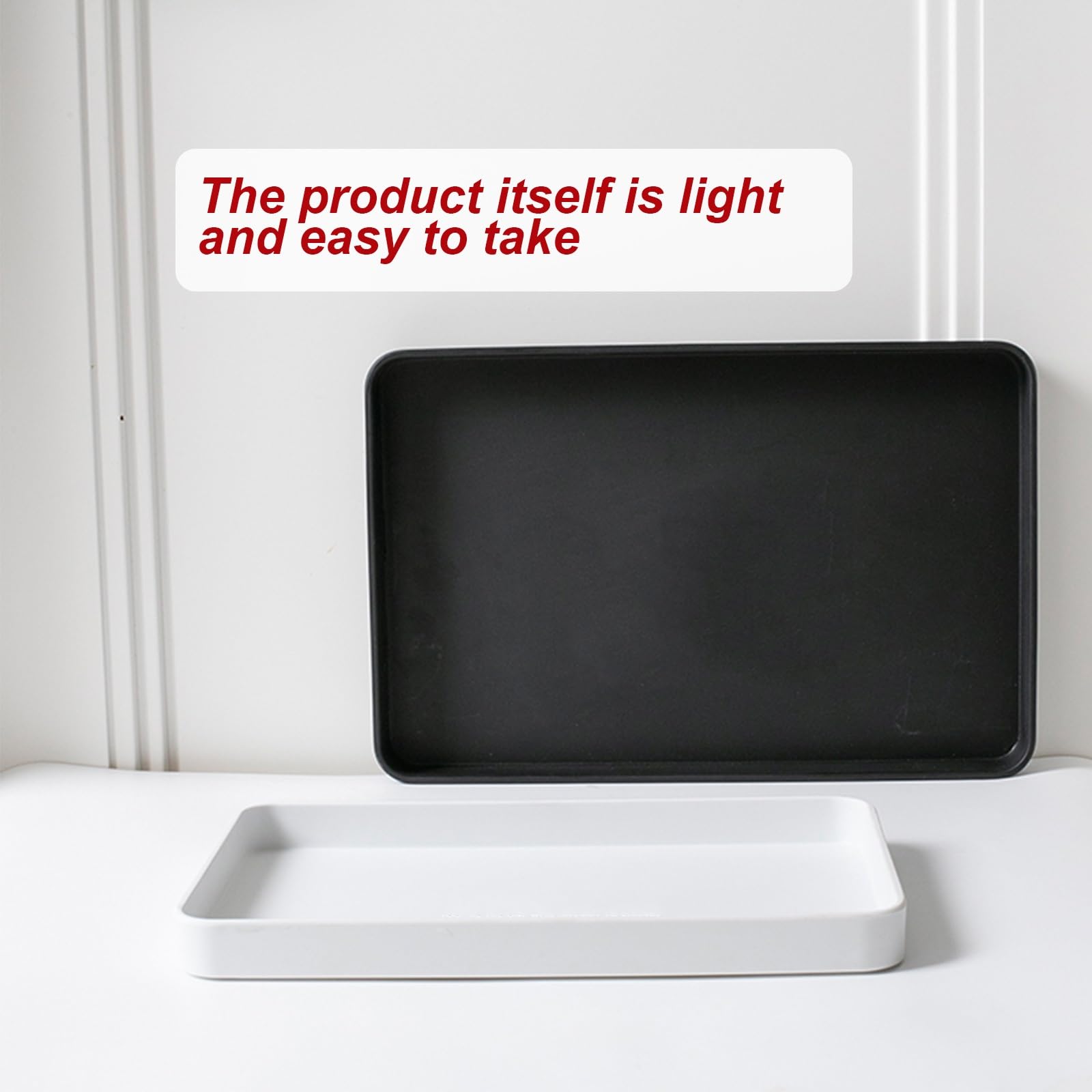 Paquete de 2 bandejas de plástico reutilizables negras para comedor y bebidas, elegante bandeja de servicio de restaurante, 39 x 27 cm, perfecta para eventos y catering