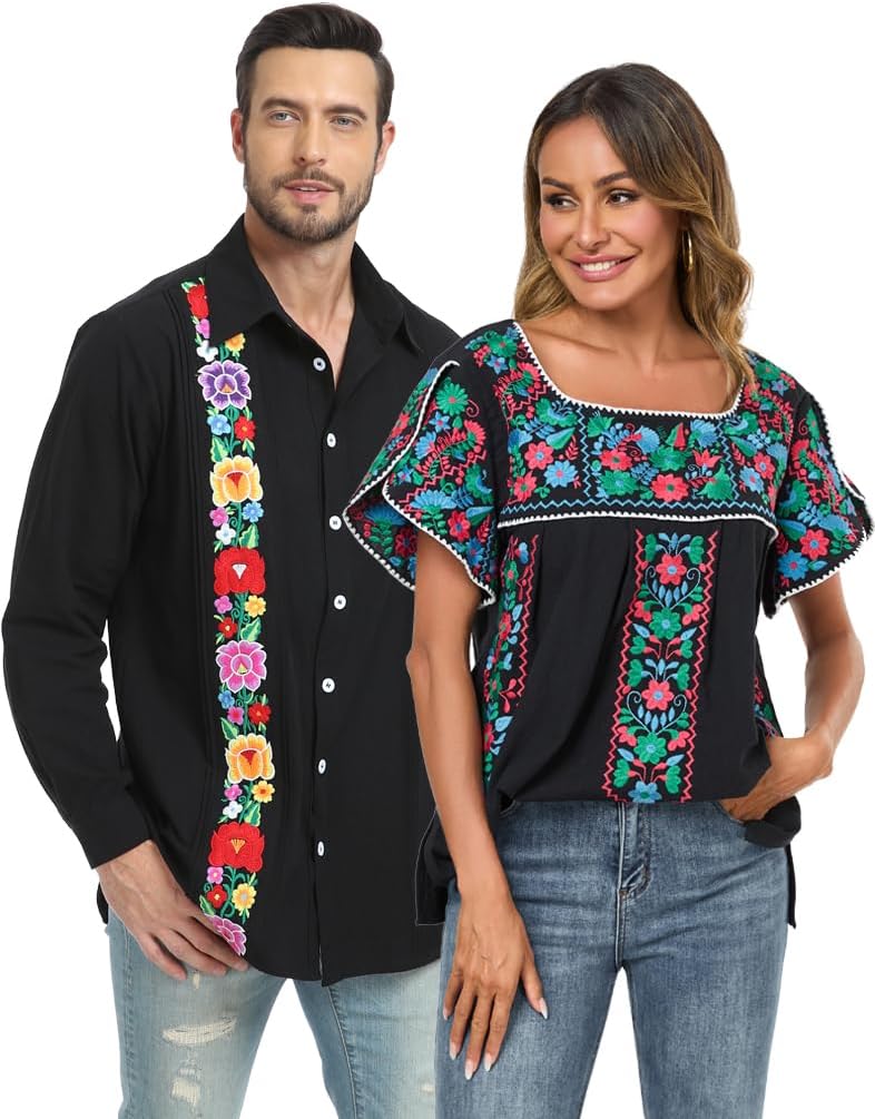 YZXDORWJ Women's Summer Boho Embroidery Mexican Bohemian Tops Shirt Tunic