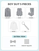 Vista 2 de Marvelous World - Conjunto de traje formal de corte entallado para niños, cintura ajustable