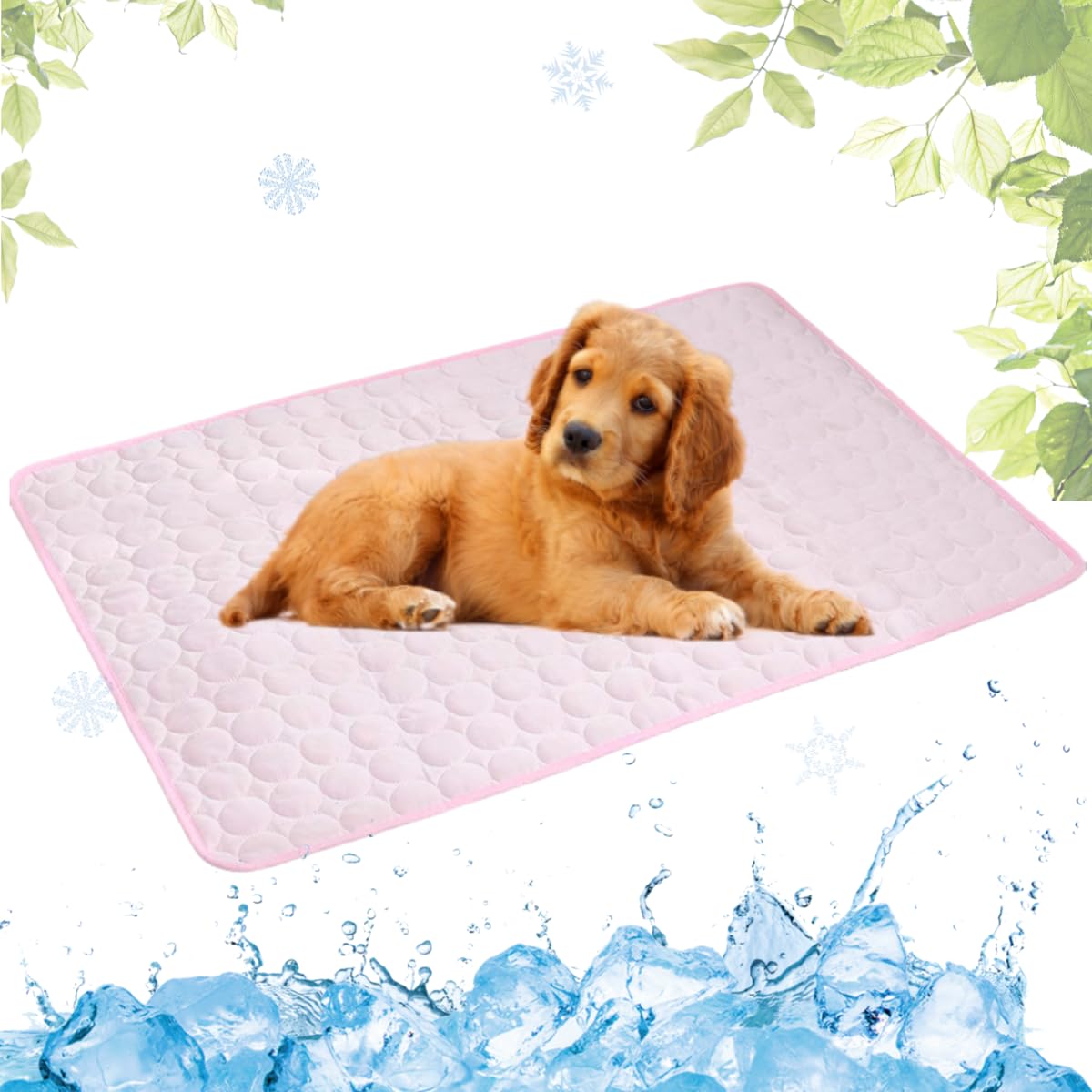 LEZUAN Dog Cooling Mat, Washable Portable Summer Pet Pad, Water-Absorbent Self-Cooling Mat for Kennel/Sofa/Bed/Floor/Car Seats (Pink, 15x19in)
