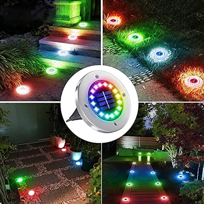 NFESOLAR Solar Lights 16 LEDs Multi-Color Solar Ground Lights