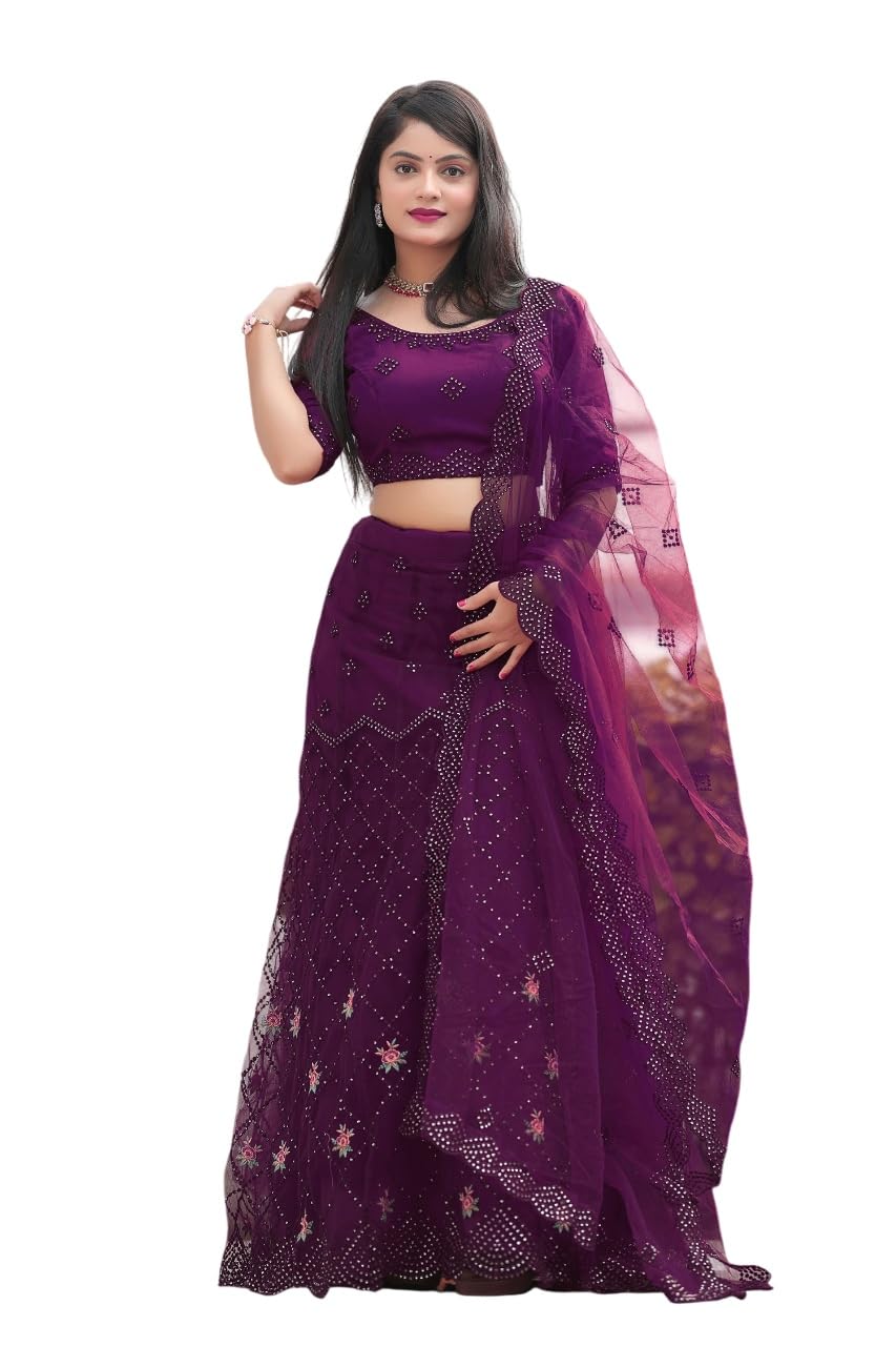 Women’s Net Embroidered Semi-Stitched Lehenga Choli Koyal LH-New